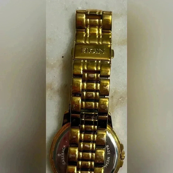 Elgin Men's Watch FG291N Gold Tone Water Resistant Date/Day/24hr Needs Battery - Picture 2 of 3